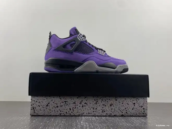 Rep Kickmax Air 4 x Travis Scott Suede Purple Jordan 0509